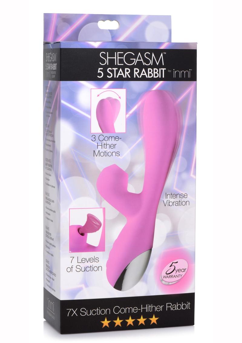 Inmi Shegasm Suction Come Hither Rechargeable Silicone Rabbit - Pink