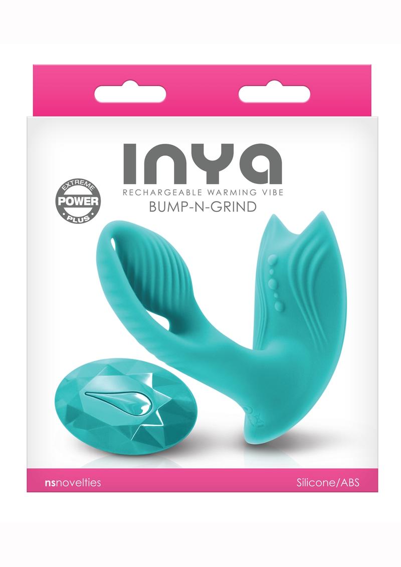 Inya Bump-N-Grind Silicone Rechargeable Warming Vibrator With Remote Control - Teal