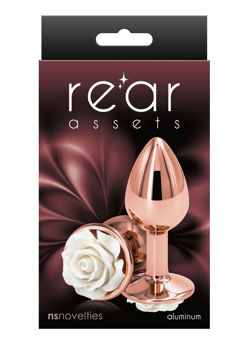 Rear Assets Rose Aluminum Anal Plug - Small - White/Rose Gold