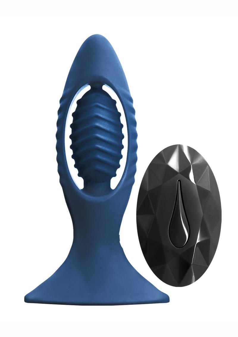Renegade V2 Silicone Rechargeable Anal Plug With Remote Control - Blue