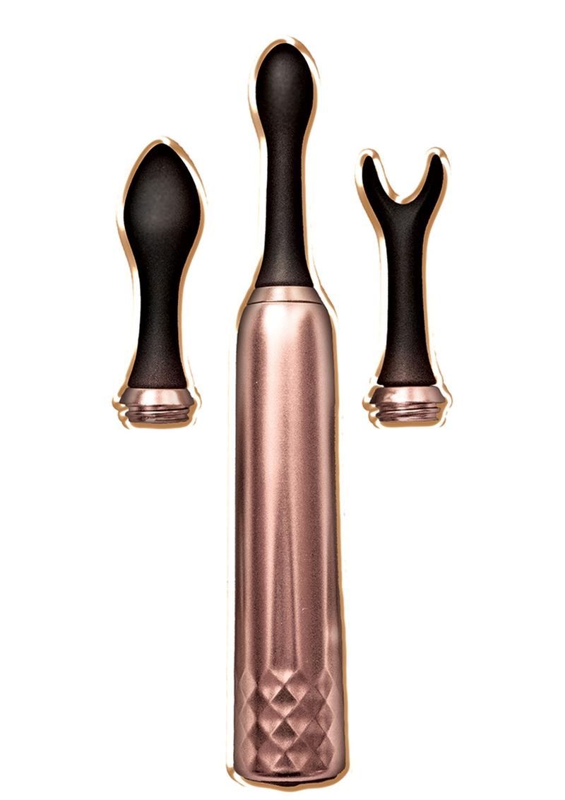 Intense Triple Tip Massager Silicone Rechargeable Set - Rose Gold