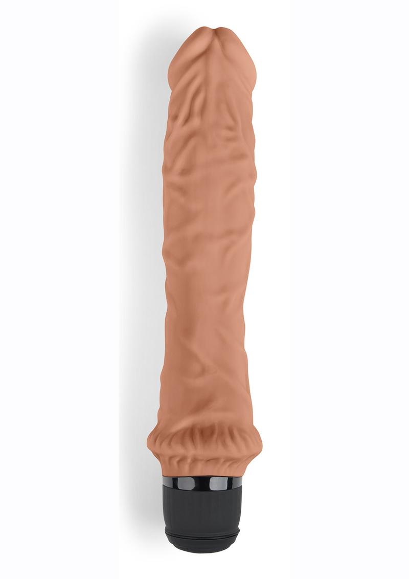 Powercocks Silicone Rechargeable Girthy Realistic Vibrator 8in - Mocha