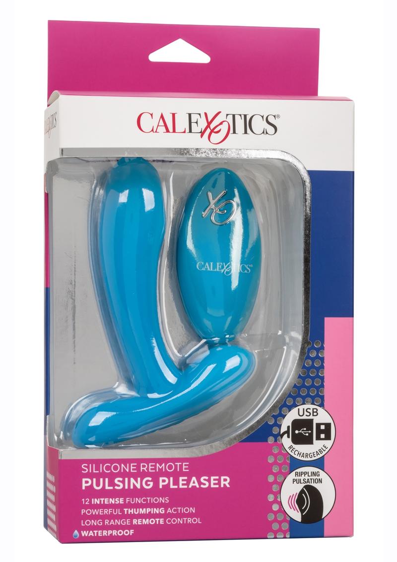 Silicone Remote Pulsing Pleaser Rechargeable Vibrator - Blue