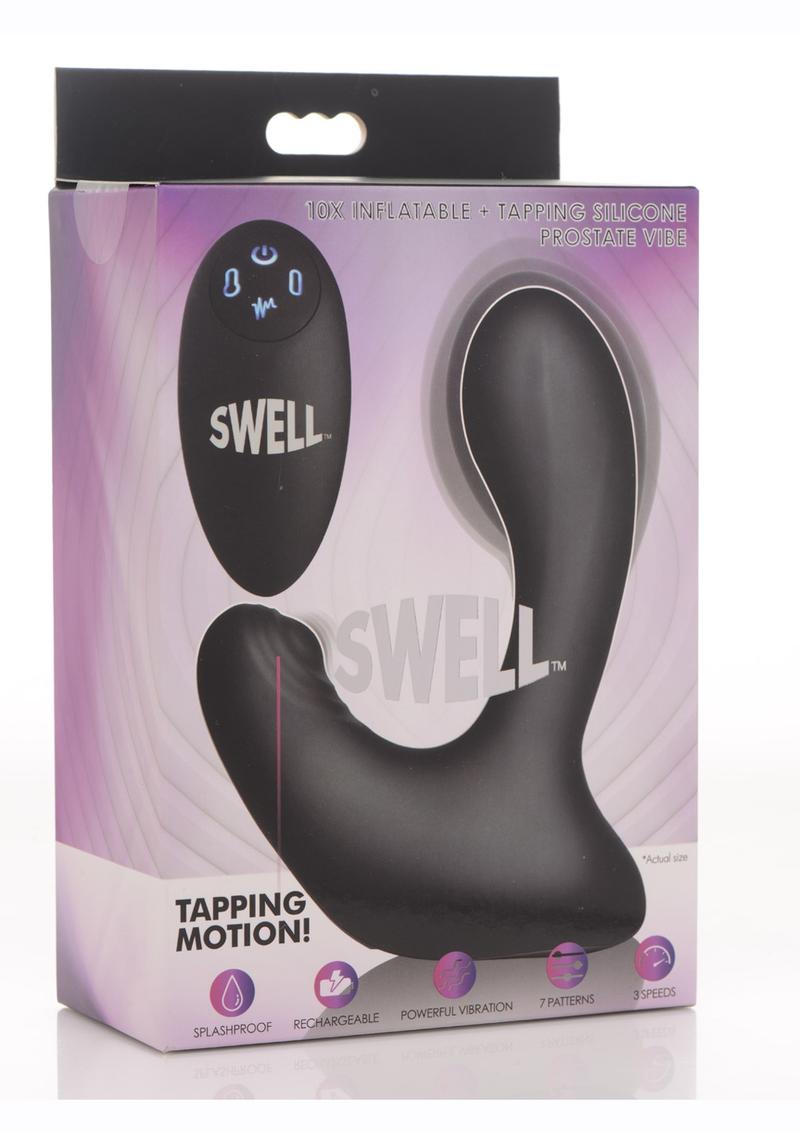 Swell 10X Inflatable andamp; Tapping Rechargeable Silicone Prostate Vibrator With Remote Control - Black
