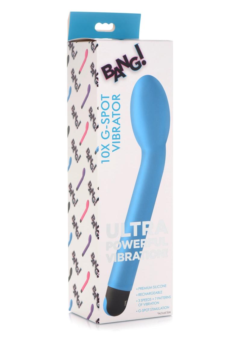 Bang! 10X Rechargeable Silicone G-Spot Vibrator - Blue