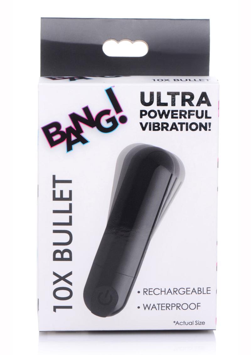 Bang 10X Vibrating Metallic Rechargeable Bullet Vibrator - Black