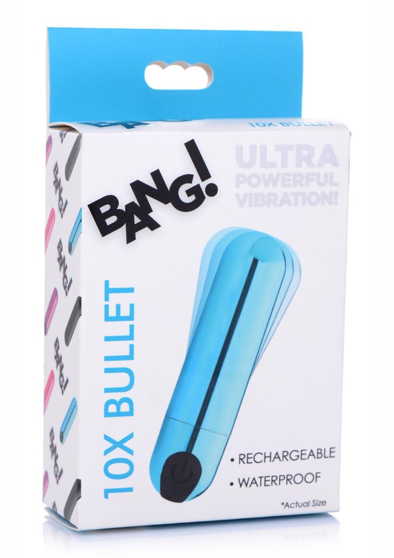 Bang 10X Vibrating Metallic Rechargeable Bullet Vibrator - Blue