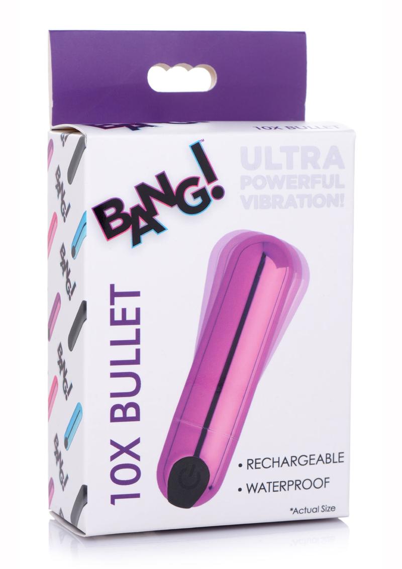 Bang 10X Vibrating Metallic Rechargeable Bullet Vibrator - Purple