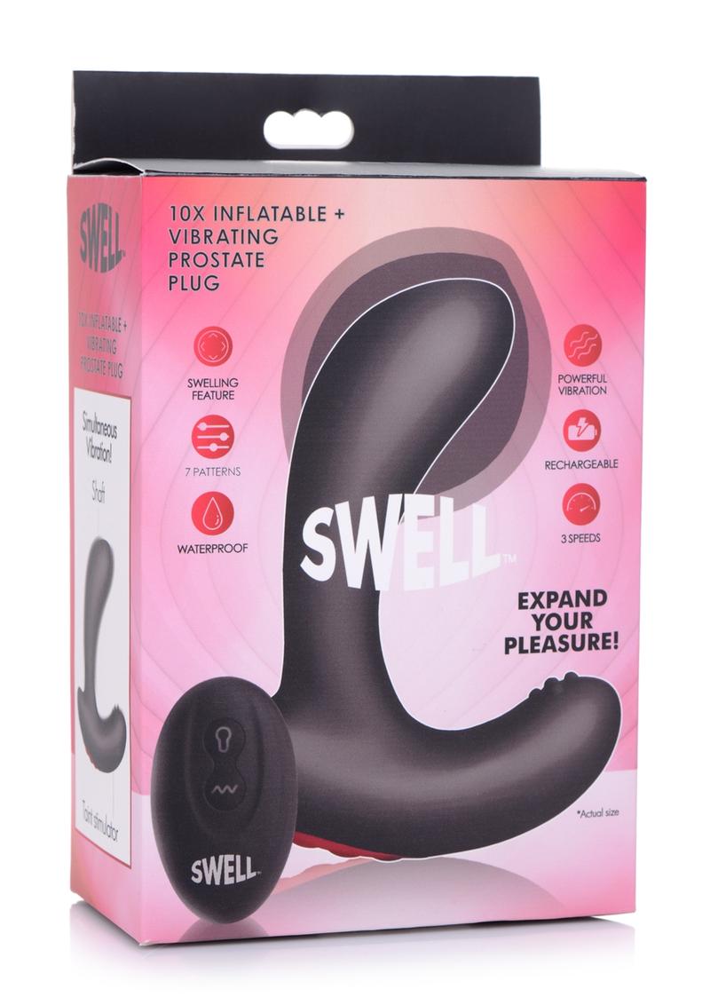 Swell 10x Inflatable Vibrating Silicone Rechargeable Prostate Massager - Black