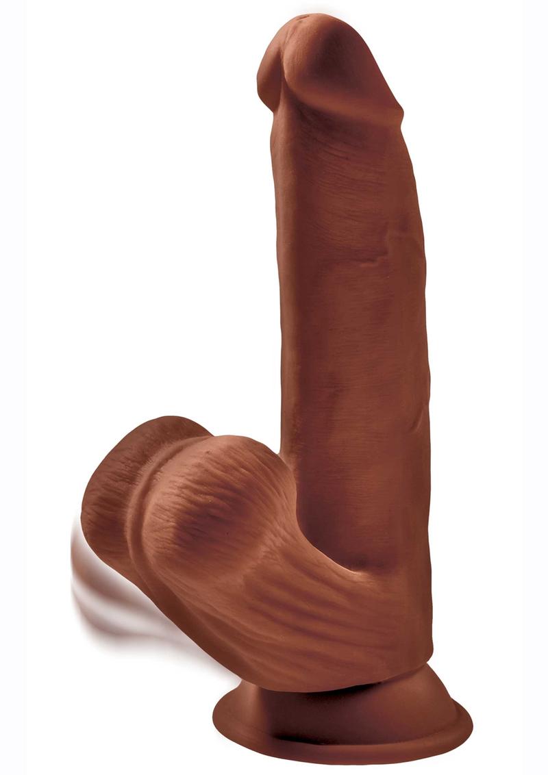 King Cock Plus Triple Density Dildo With Swinging Balls 8in - Chocolate