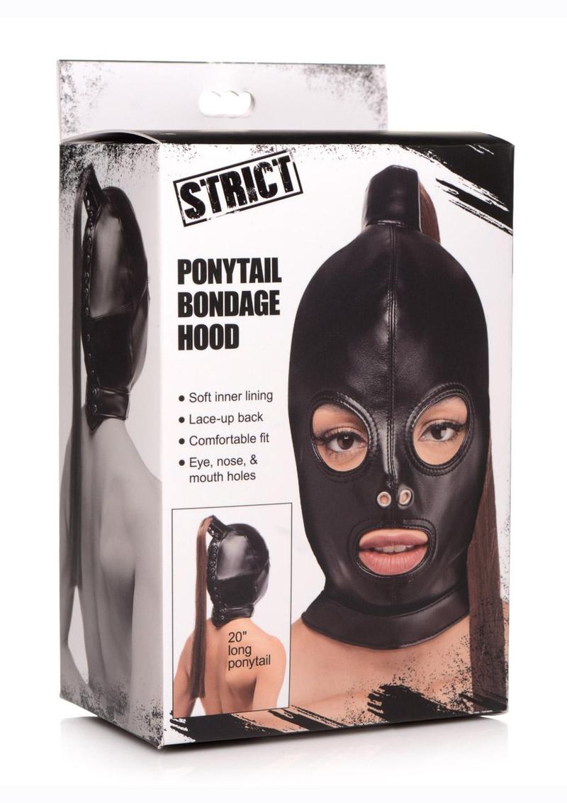 Strict Ponytail Bondage Hood - Black