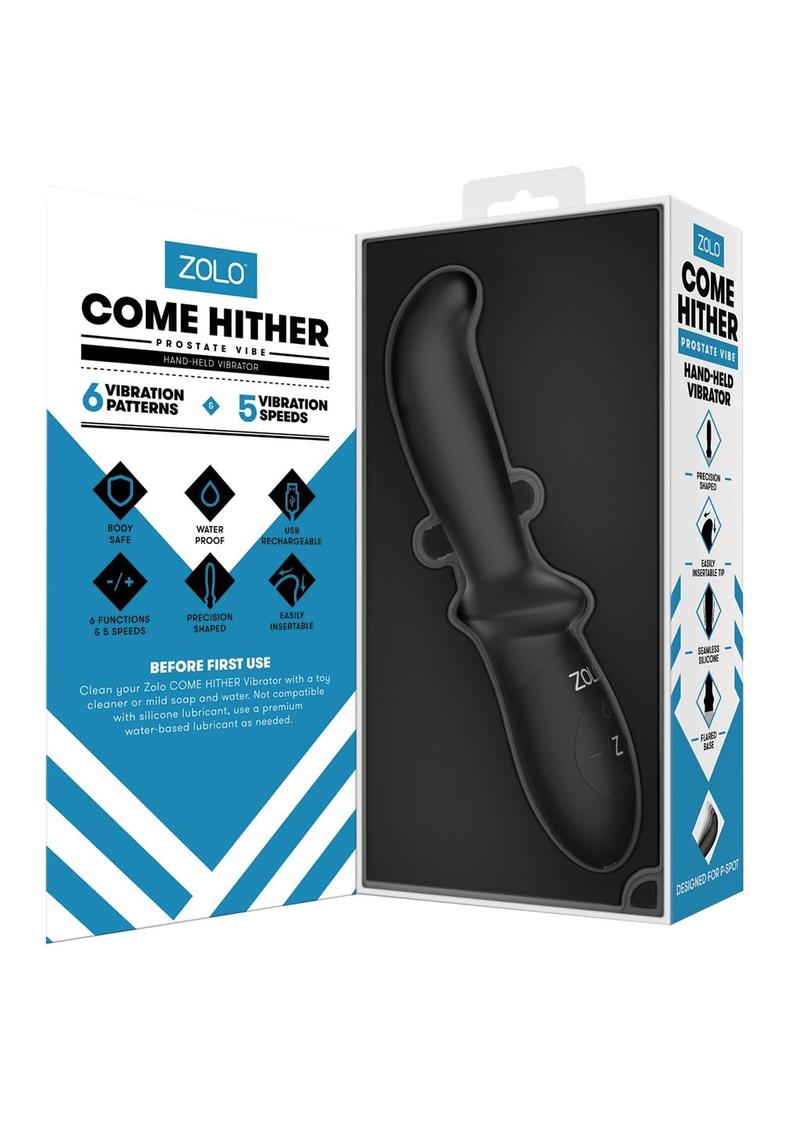 Zolo Come Hither Prostate Silicone Anal Vibe - Black