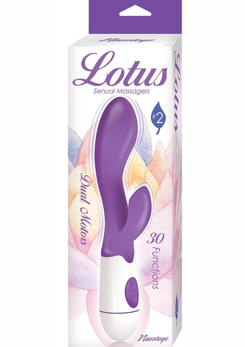 Lotus Sensual Massager #2 Silicone Vibrating Rabbit - Purple/White