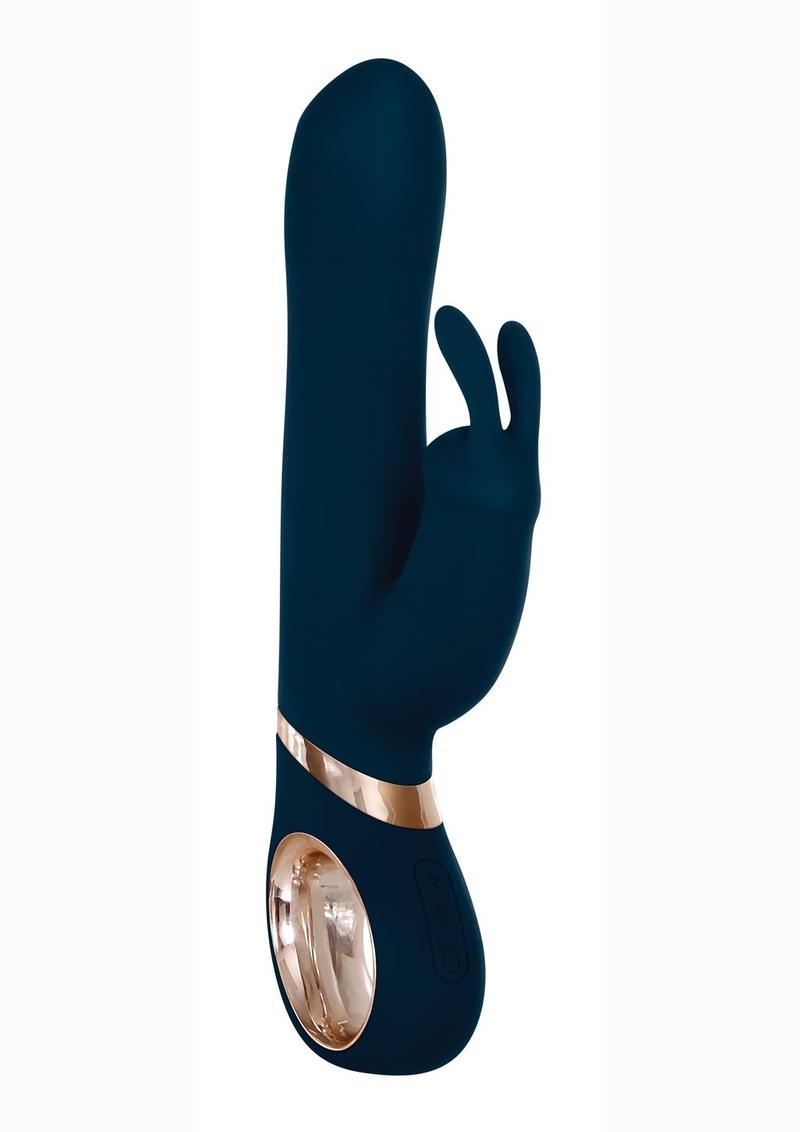 Adam andamp; Eve Eve`s Twirling Rabbit Vibrator Silicone Rechargeable With Remote Control - Navy/Gold