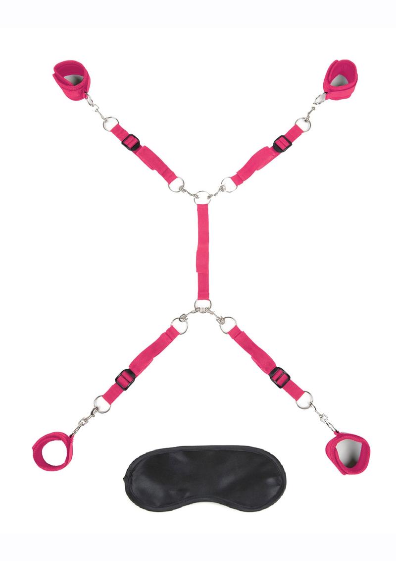 Lux Fetish Bed Spreader Kit 7 Piece - Hot Pink