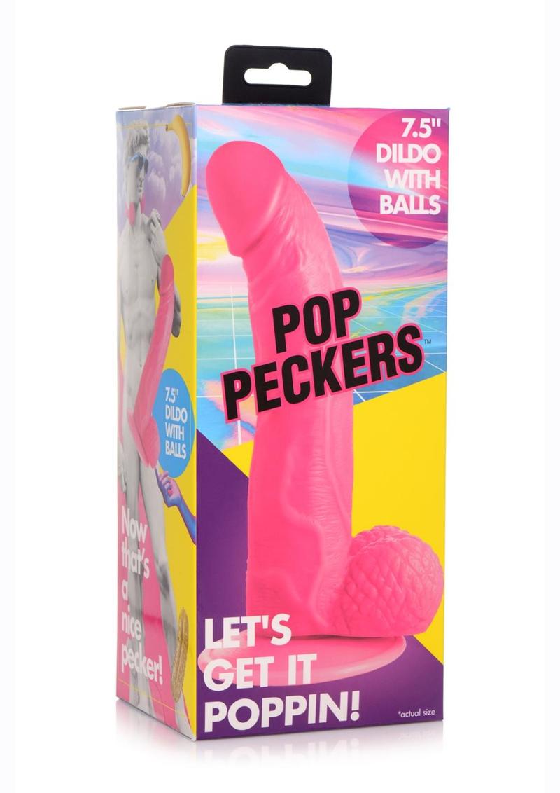 Pop Peckers Dildo with Balls 7.5in - Pink