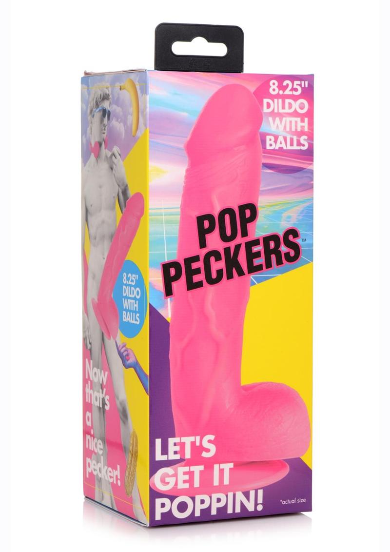 Pop Peckers Dildo with Balls 8.25in - Pink