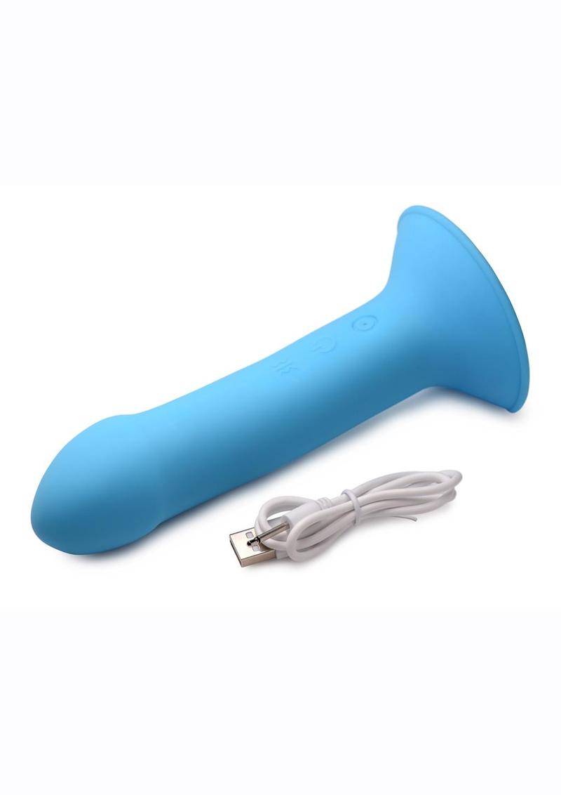 Squeeze-It Vibrating Squeezable Rechargeable Silicone Phallic Dildo - Blue