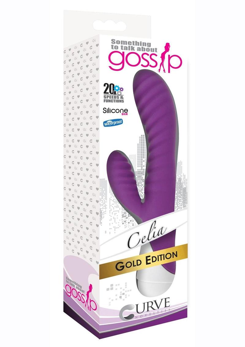 Gossip Celia 20x Ribbed Silicone Rabbit Vibrator - Purple