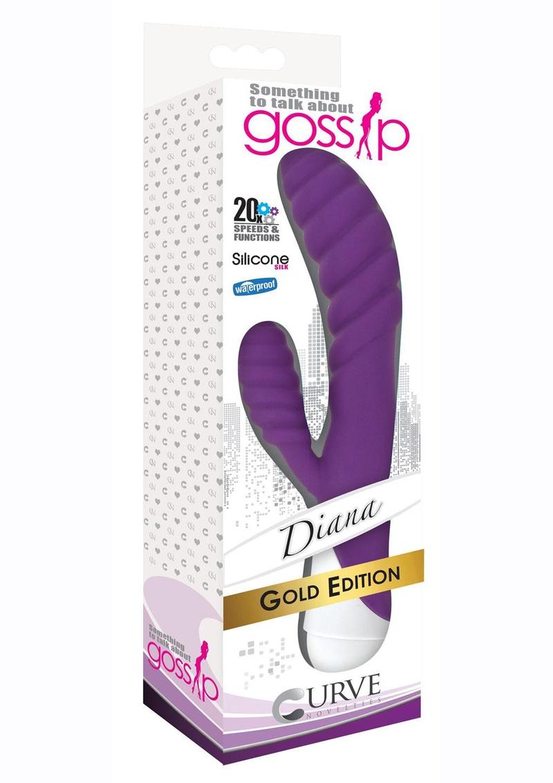Gossip Diana 20x Rippled Silicone Rabbit Vibrator - Purple
