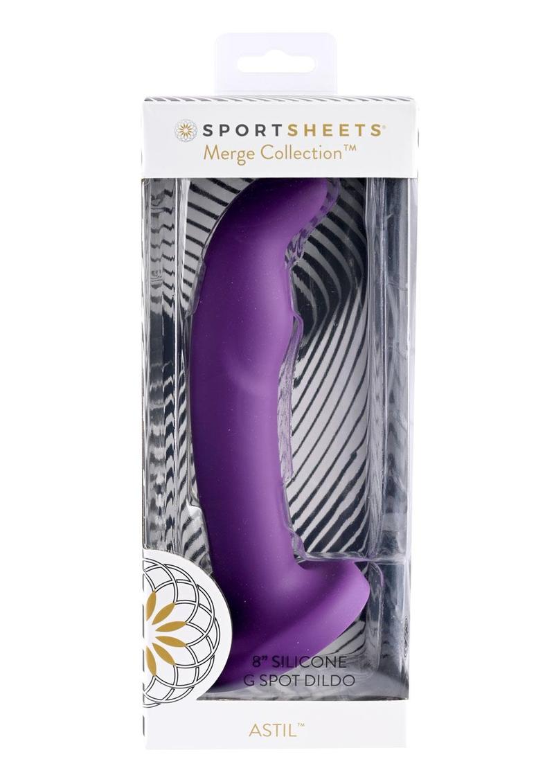 Astil Silicone Curved Dildo with Suction Cup 8in - Purple