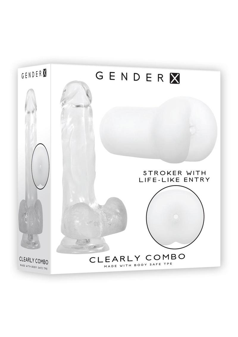 Gender X Clearly Combo Dildo and Stroker Kit (2 piece set) - Clear