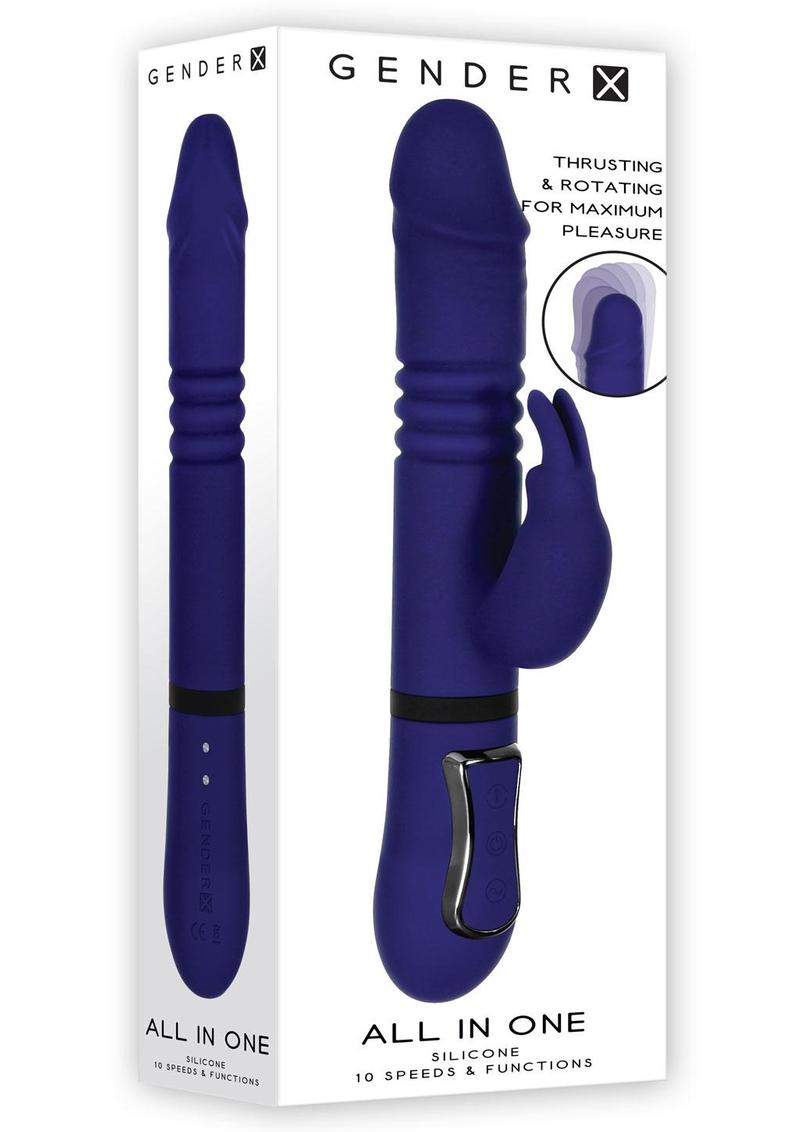 Gender X All In One Rechargeable Silicone Rabbit Vibrator - Purple