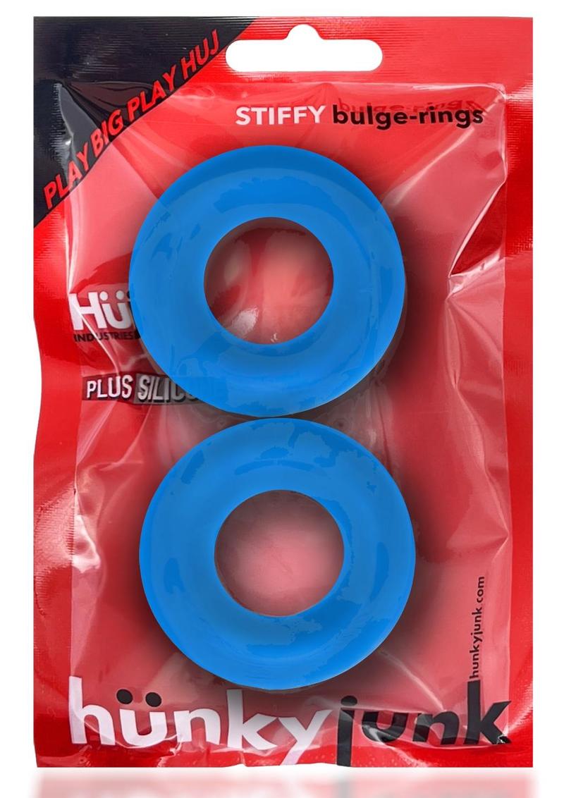 Hunkyjunk Stiffy Bulge Silicone Cock Ring (2 Pack) - Teal Ice