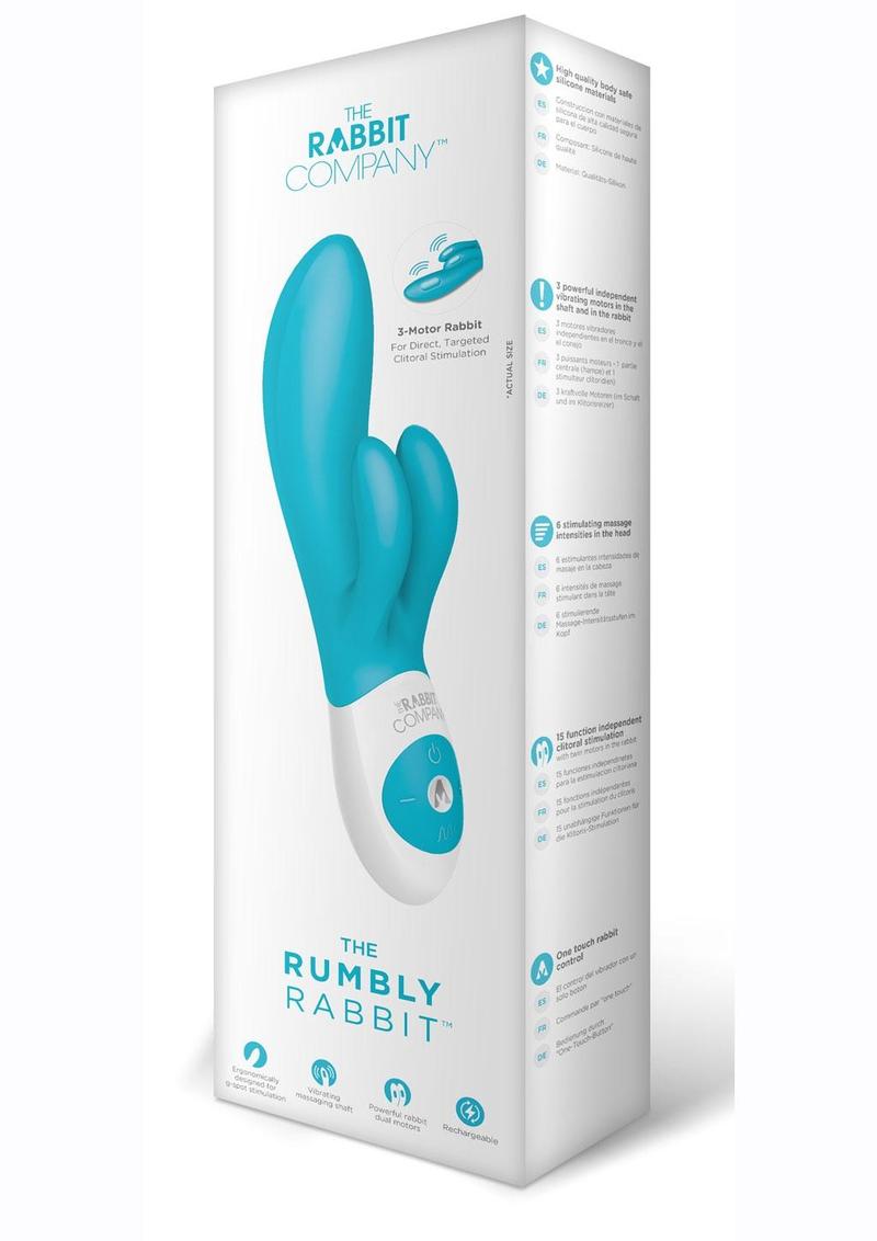 The Rumbly Rabbit Rechargeable Silicone Rabbit Vibrator - Blue
