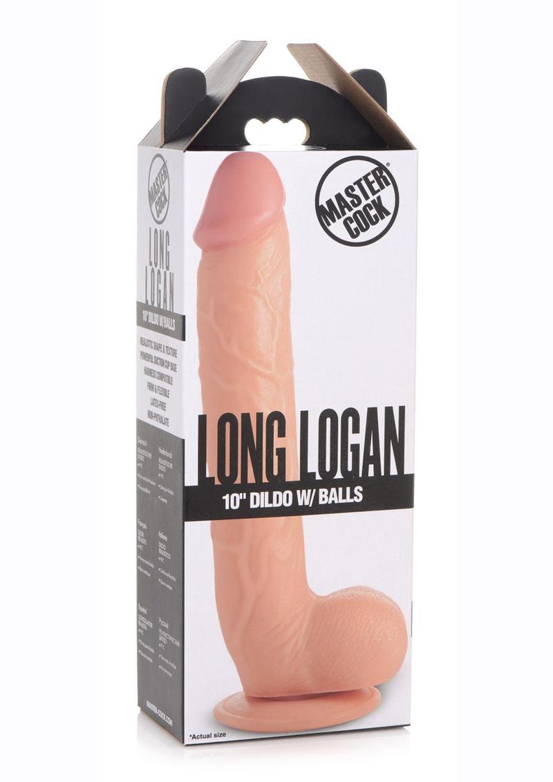 Master Cock Long Logan Dildo with Balls 10in - Vanilla