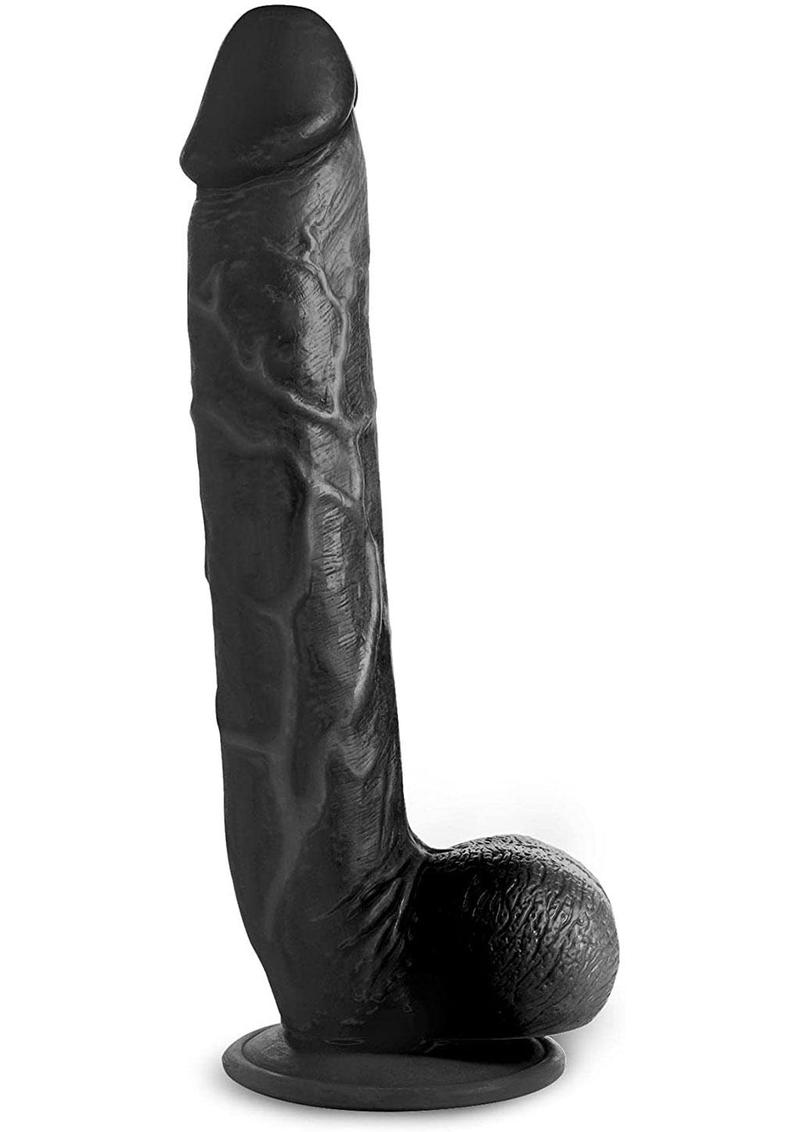 Master Cock Long Logan Dildo with Balls 10in - Black