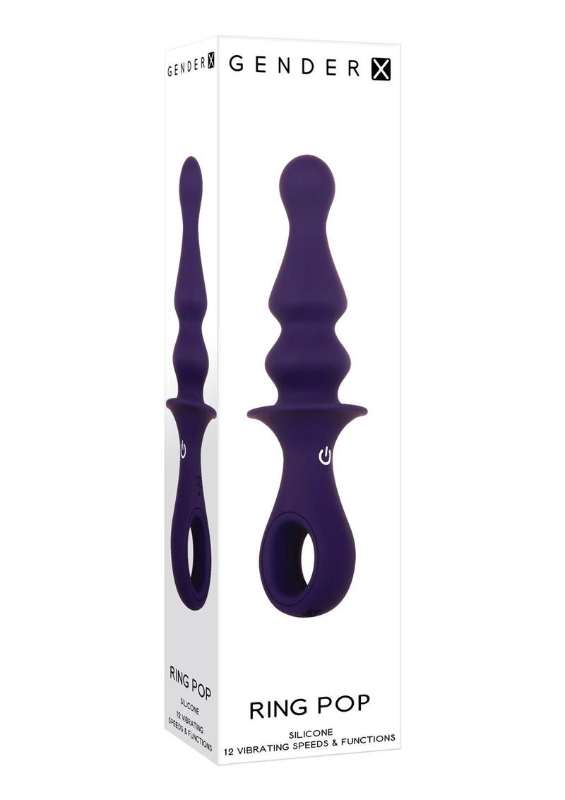 Gender X Ring Pop Rechargeable Silicone Vibrating Anal Plug - Purple