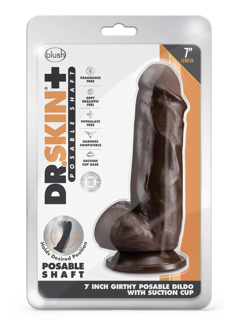 Dr. Skin Plus Girthy Posable Dildo 7in - Chocolate