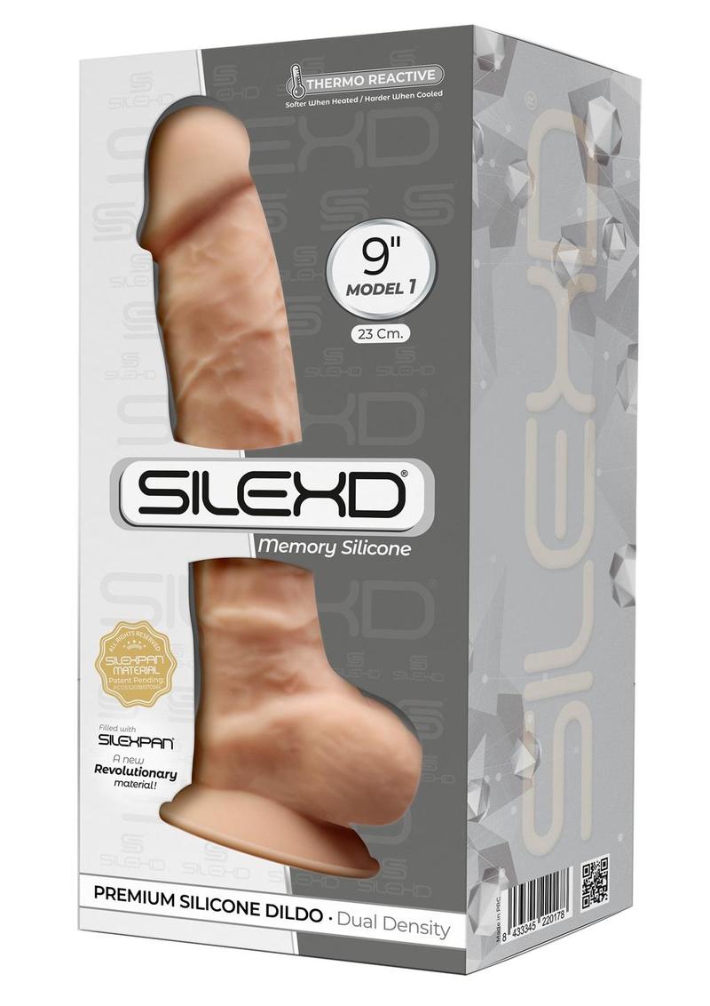 SilexD Model 3 DD05 Silicone Realistic Dual Dense Dildo with Balls 9in - Vanilla