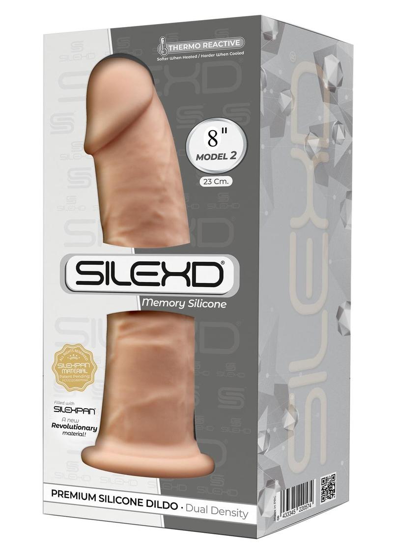 SilexD Model 2 ZM02 Silicone Realistic Dual Dense Dildo with Balls 8in - Vanilla