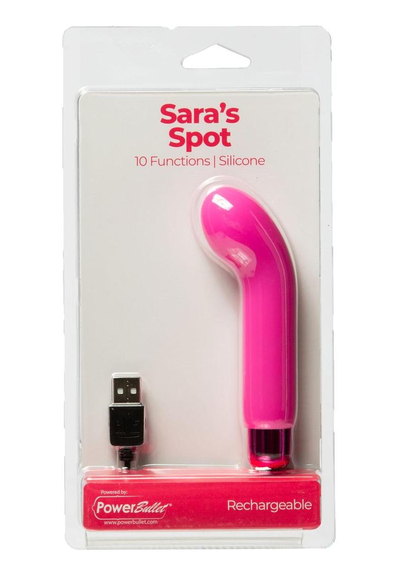 PowerBullet Sara`s Spot 10 Function Rechargeable Silicone Vibrating Bullet - Pink