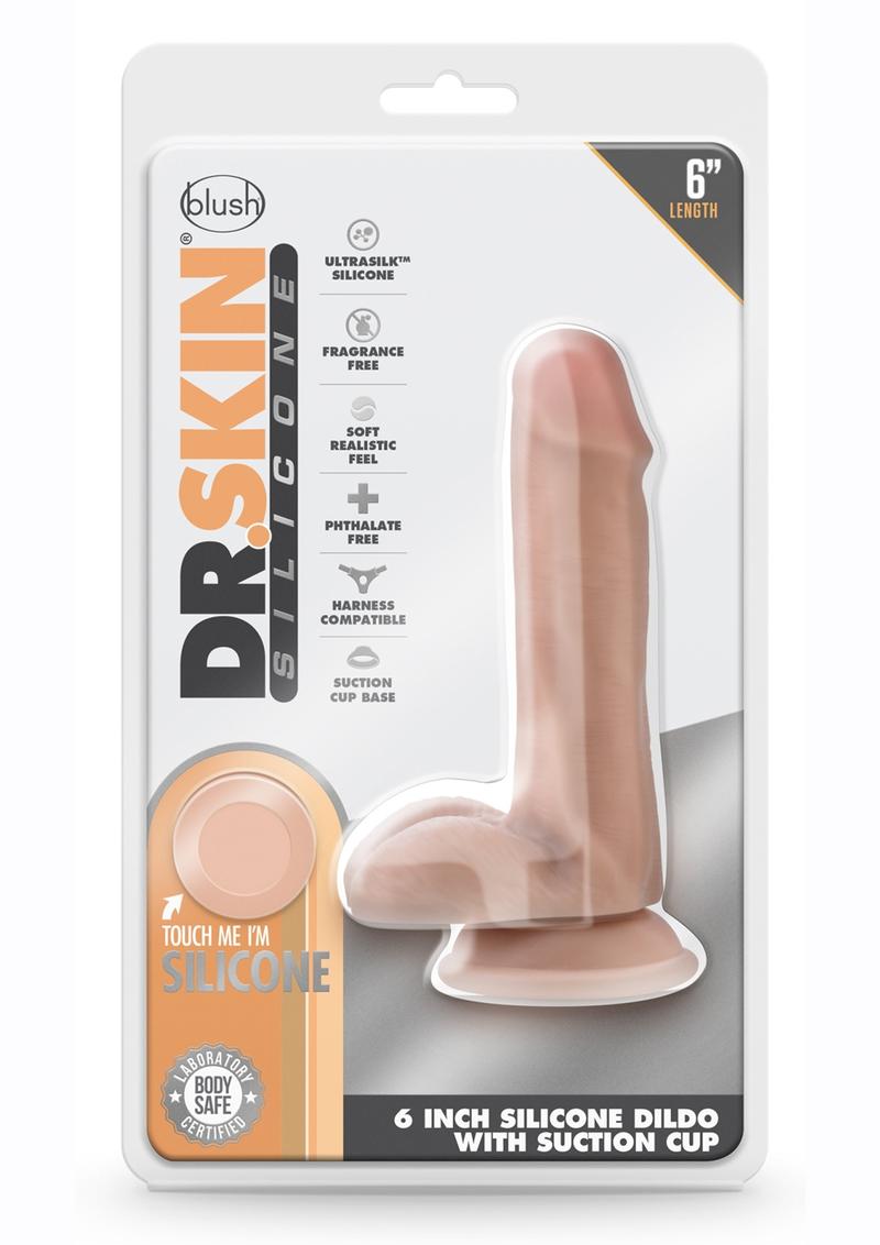 Dr. Skin Silicone Dr. Daniel Dildo with Balls and Suction Cup 6in - Vanilla