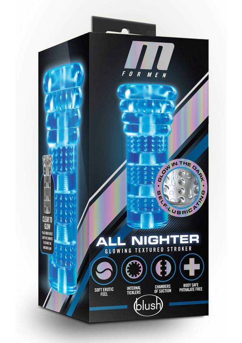 M For Men All Nighter Soft and Wet Glow In The Dark Self Lubricating Stroker - Clear