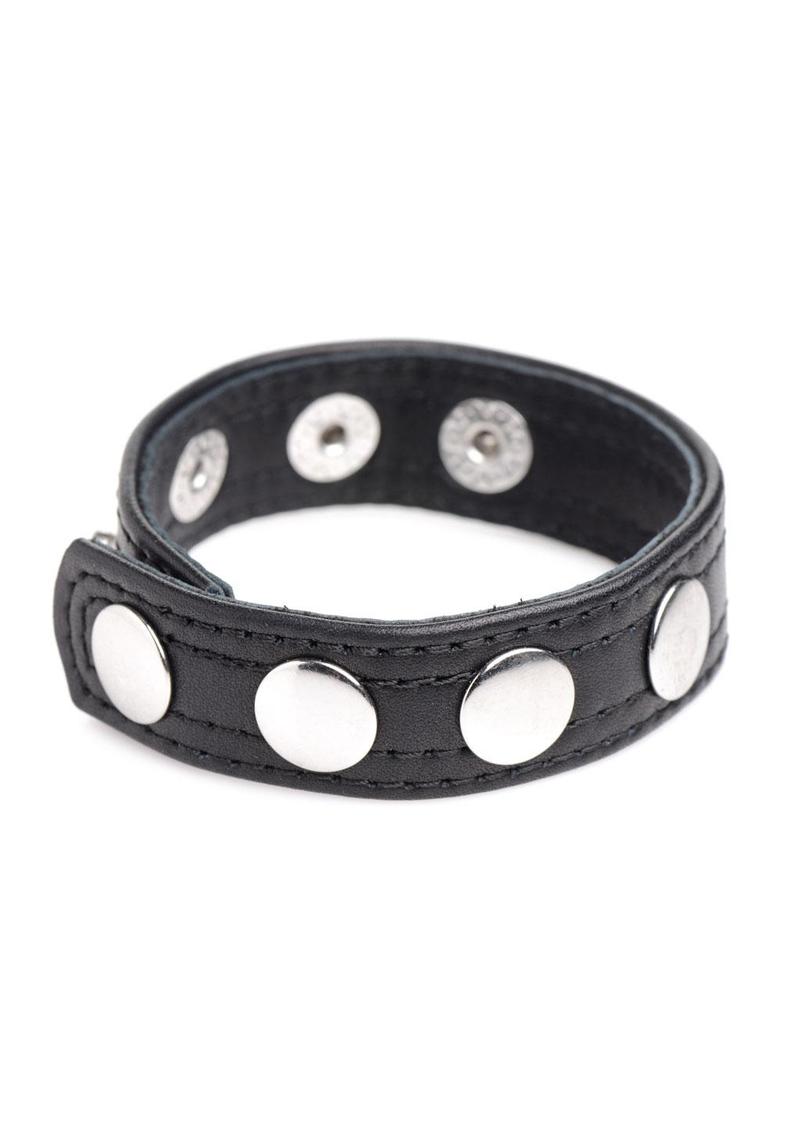 Cock Gear Leather Speed Snap Cock Ring - Black