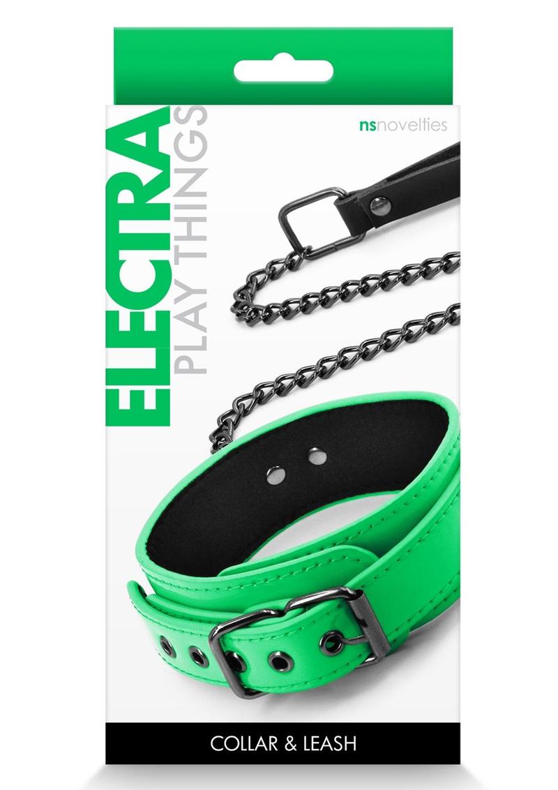 Electra Play Things PU Leather Collar andamp; Leash - Green