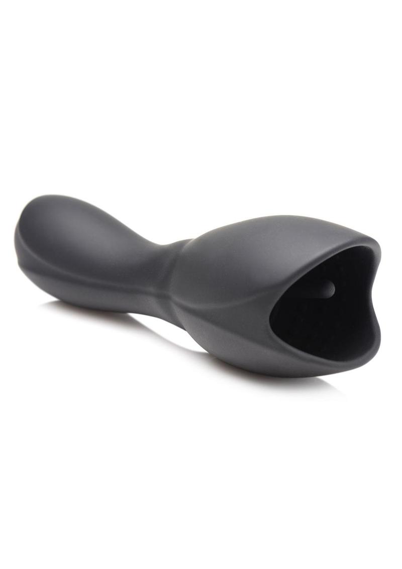Trinity 4 Men 10X Vibrating Rechargeable Silicone Penis Head Teaser with Urethral Sounds - Black