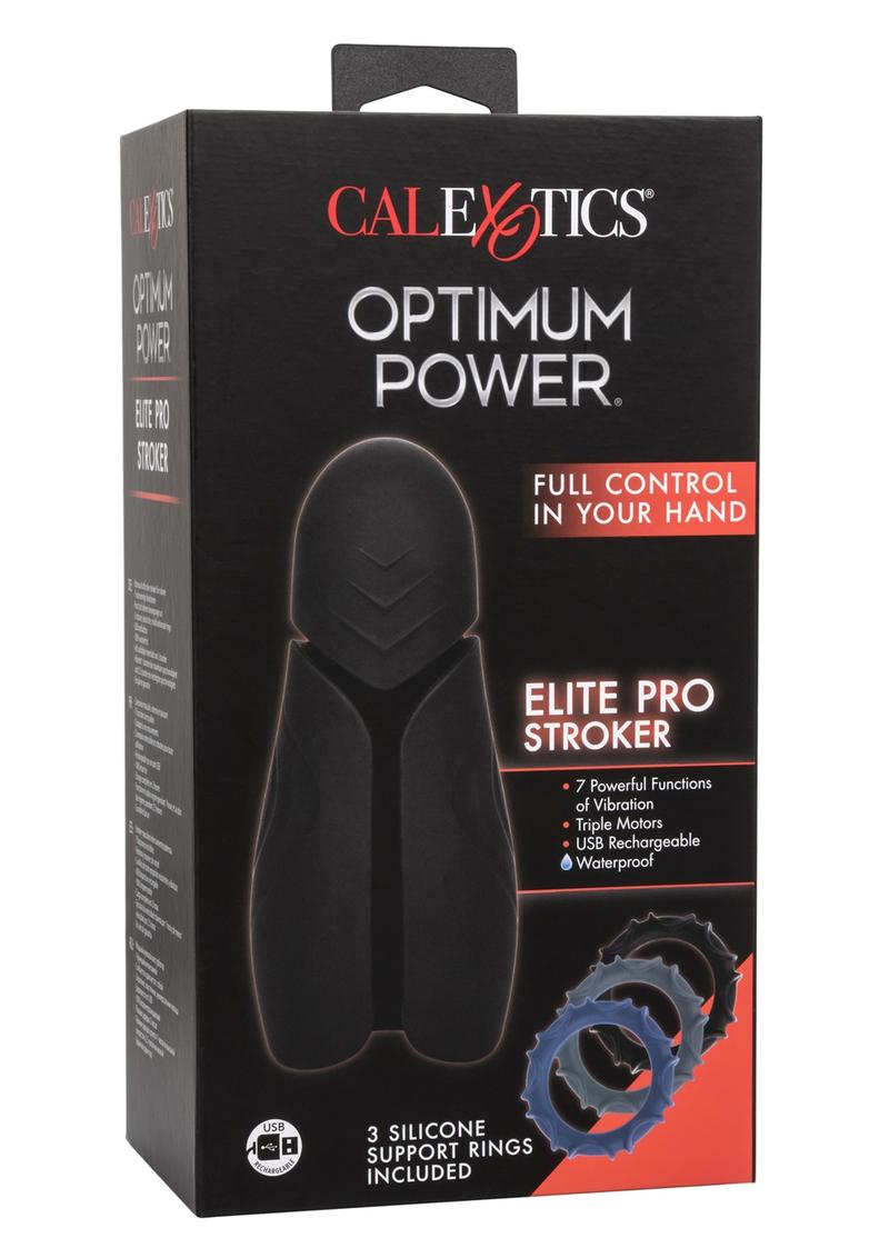Optimum Power Elite Pro Stroker Silicone Rechargeable Masturbator - Black