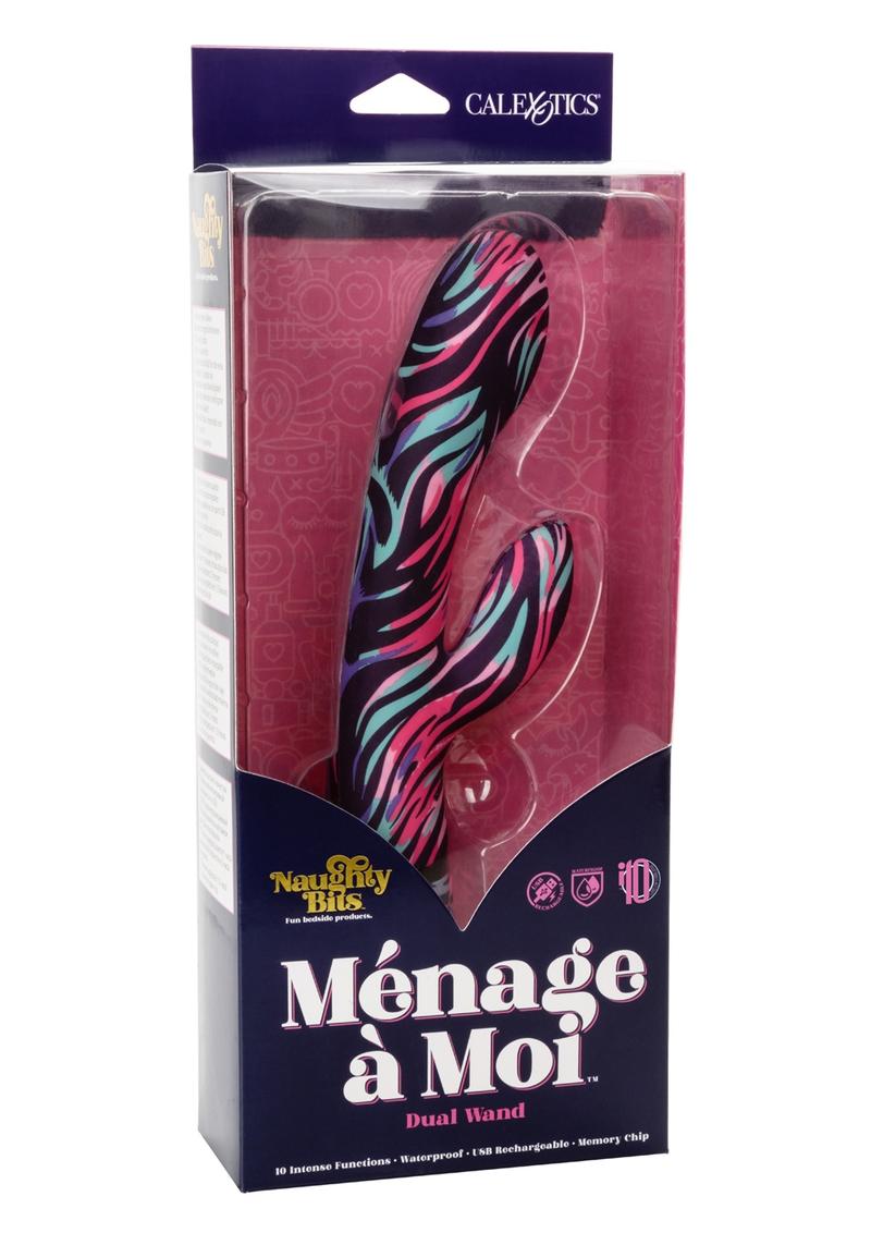Naughty Bits Menage A Moi Silicone Rechargeable Dual Wand - Multi Color