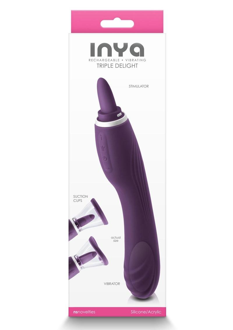 Inya Triple Delight Rechargeable Silicone Vibrator - Purple