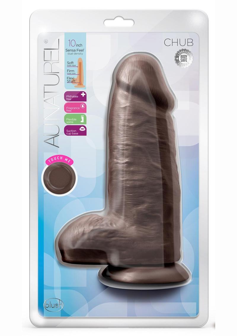 Au Naturel Chub Dildo with Suction Cup 10in - Chocolate