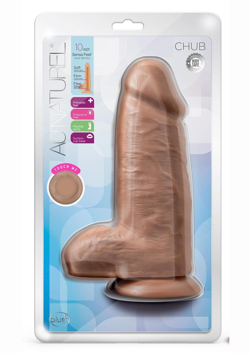 Au Naturel Chub Dildo with Suction Cup 10in - Mocha
