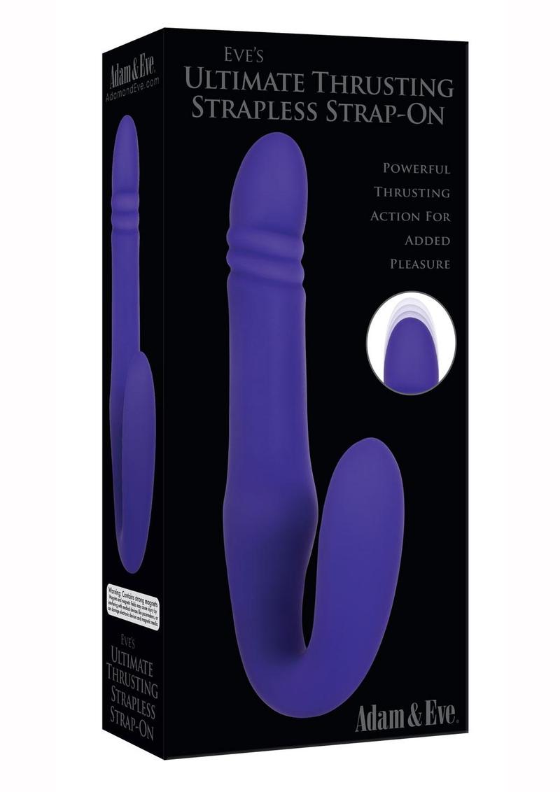 Adam andamp; Eve Eve`s Ultimate Thrusting Strapless Strap-On Rechargeable Silicone Dong - Purple