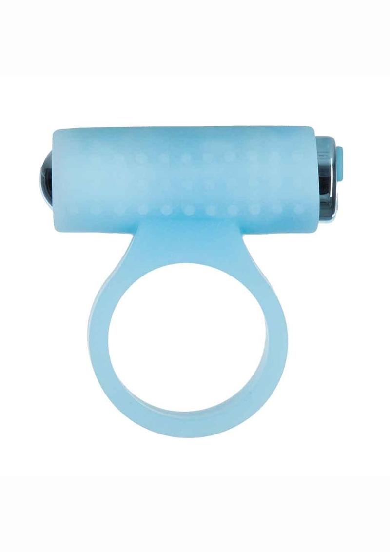 PowerBullet Cosmic Ring Rechargeable Silicone Vibrating Cock Ring - Glow in the Dark Blue