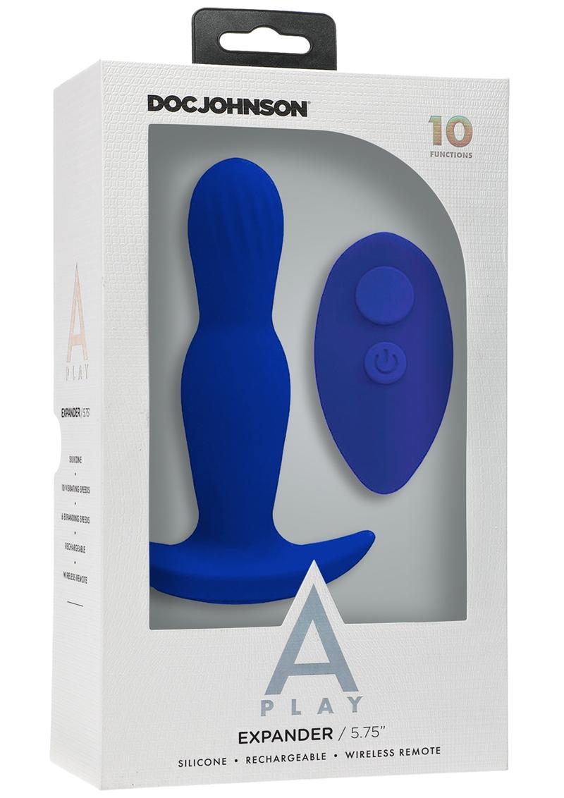 A-Play Expander Rechargeable Silicone Anal Plug with Remote Control - Blue