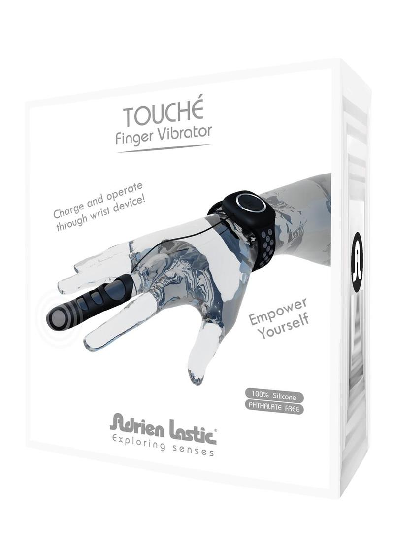 Touche L Rechargeable Silicone Finger Vibrator - Black/Gray